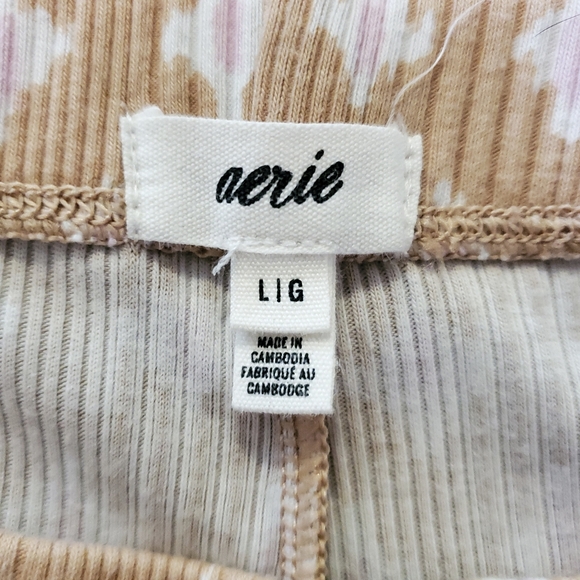 Aerie High Waisted Diamond Print Stretch Ribbed Kick Flare Pant Size L - Picture 3 of 5